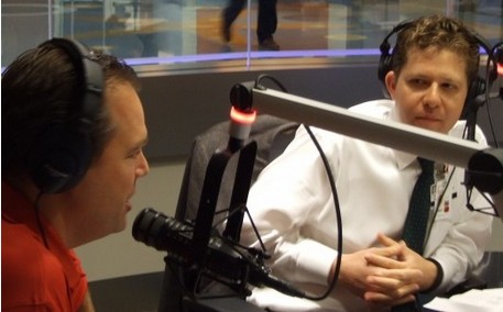 Dr. Sharief Taraman during a podcast in Seacrest Studio