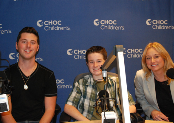 Three teens in Seacrest Studio for podcast