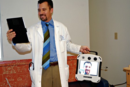 Dr. Knight demonstrates telemedicine